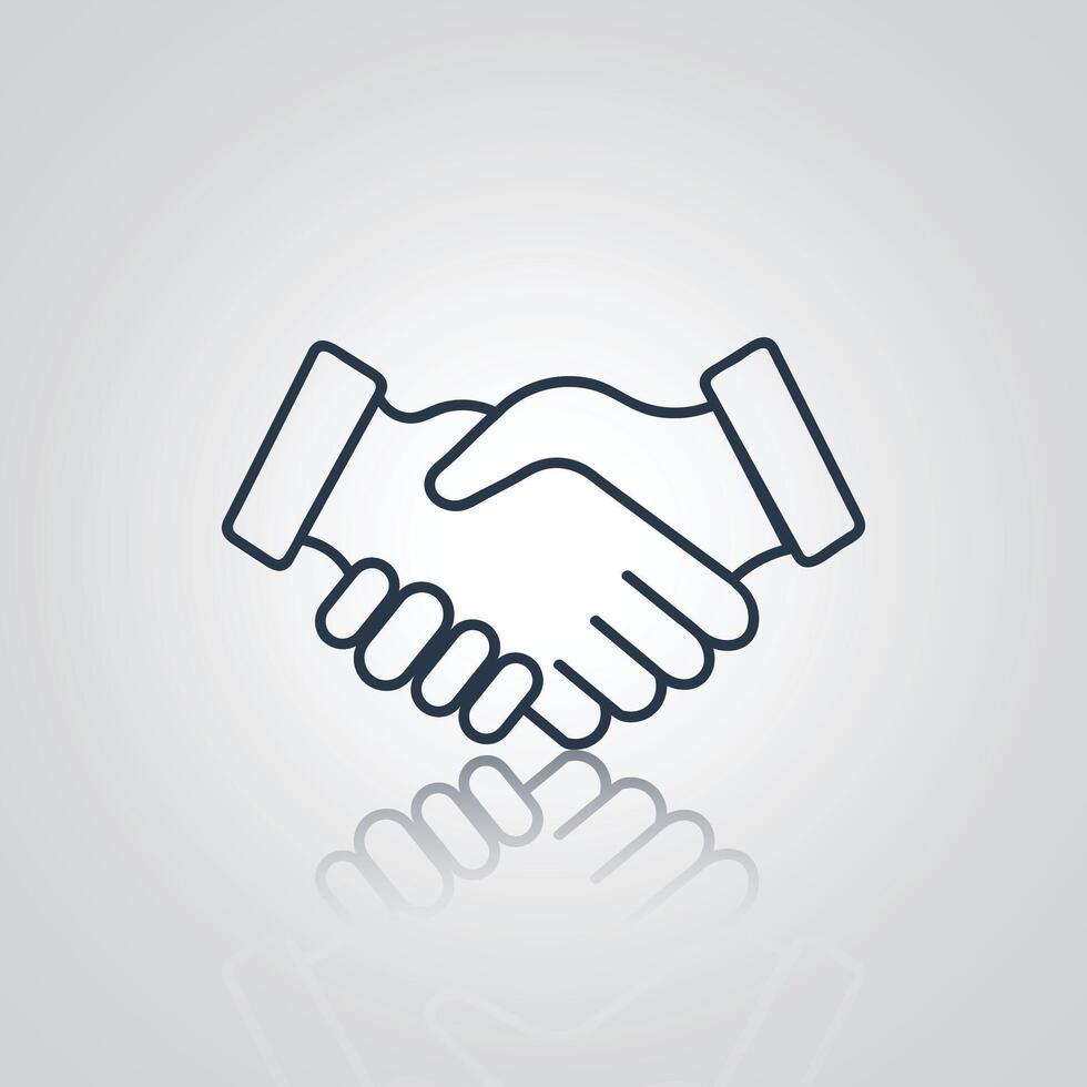 Outlined partnership icons, handshake icon, signs, with a silver background vector
