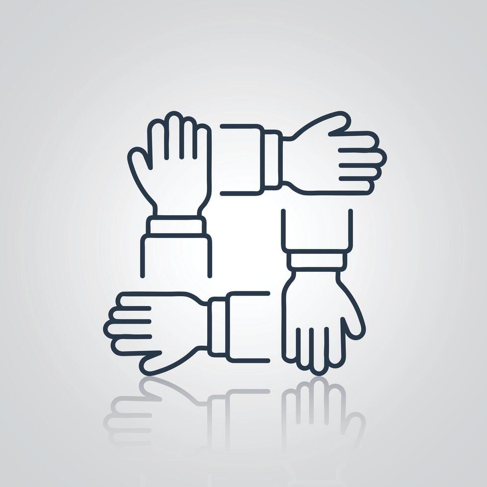 Teamwork icon, humanitarian assistance signs, with a silver abstract background vector