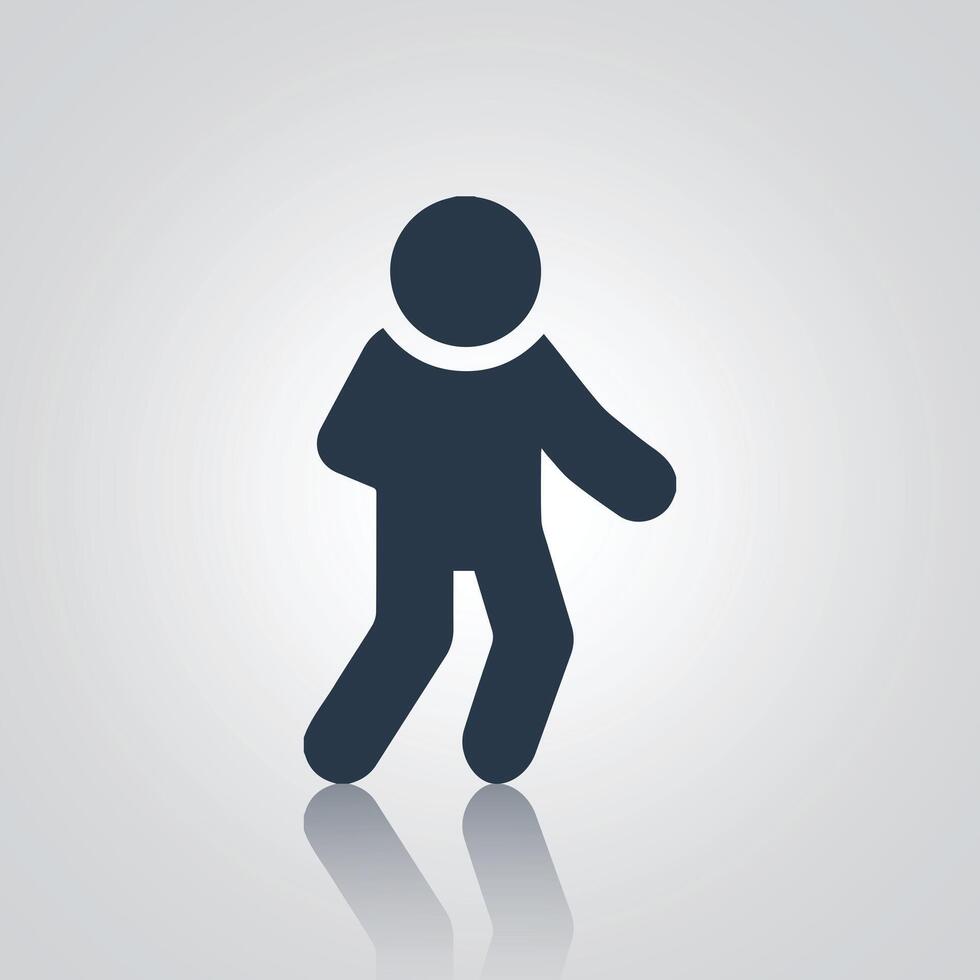 A man walking, Person walking icon, sings, with a silver background vector