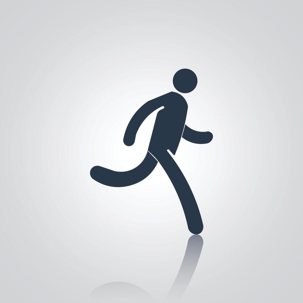 Walking person icon, running fast icon, exercise man sign, with a silver background vector