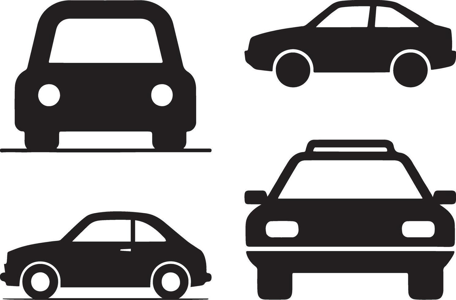 Cars logo icon set, silhouette illustration, cutout design for branding. vector