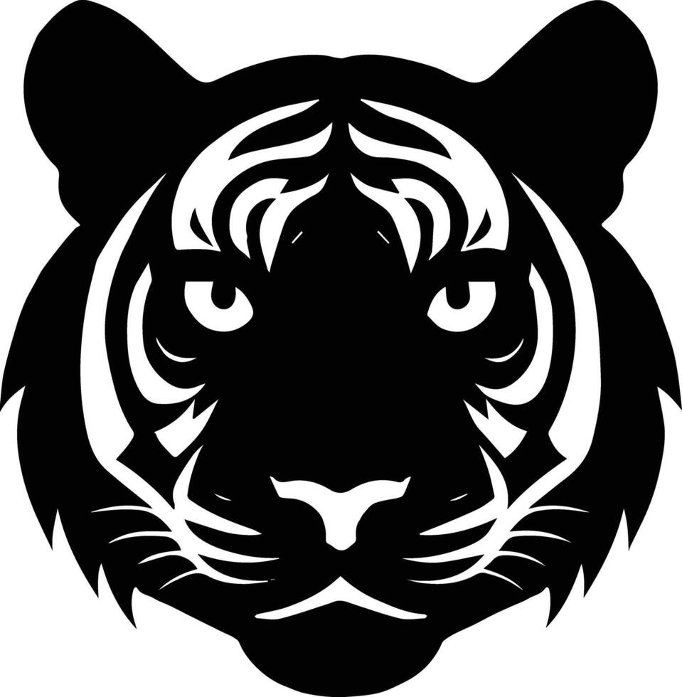Powerful tiger face logo icon, sleek silhouette, perfect for sports teams vector