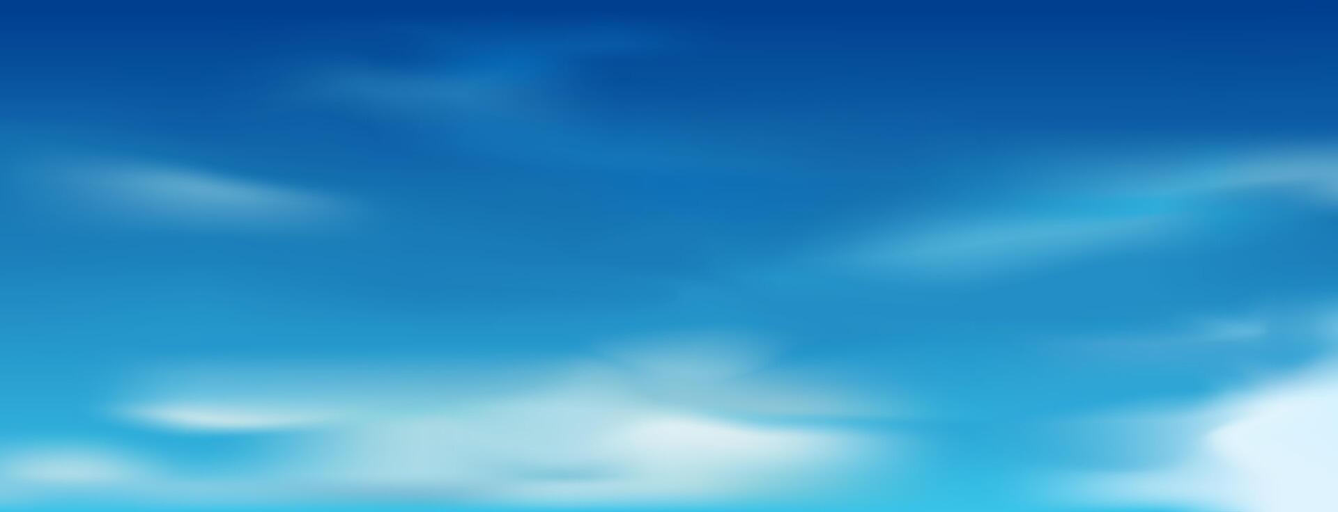 Sky blue background. Clear sky landscape. Sunlight in winter, spring, and summer. Horizon sunny day or sunlight morning with white cirrus clouds for banner, poster, web. Sunny sky illustration. vector