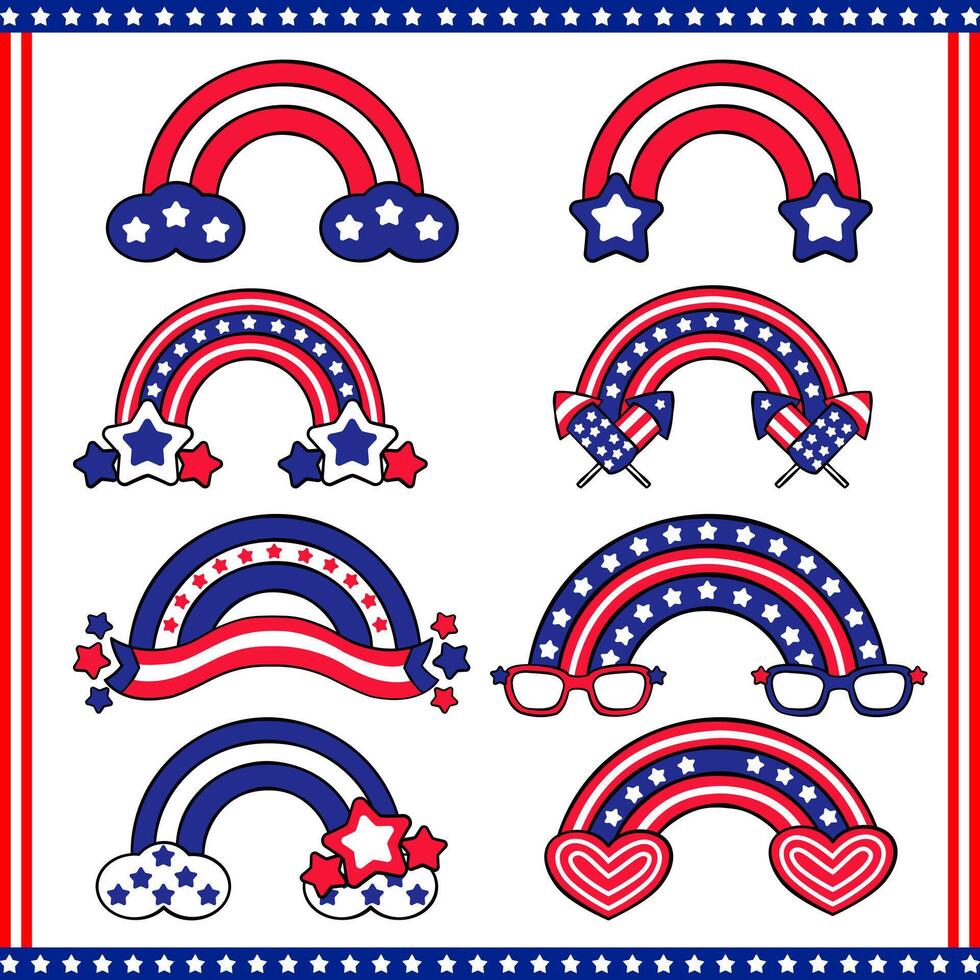 Colorful Patriotic Rainbow 4th of July independence day Illustration vector