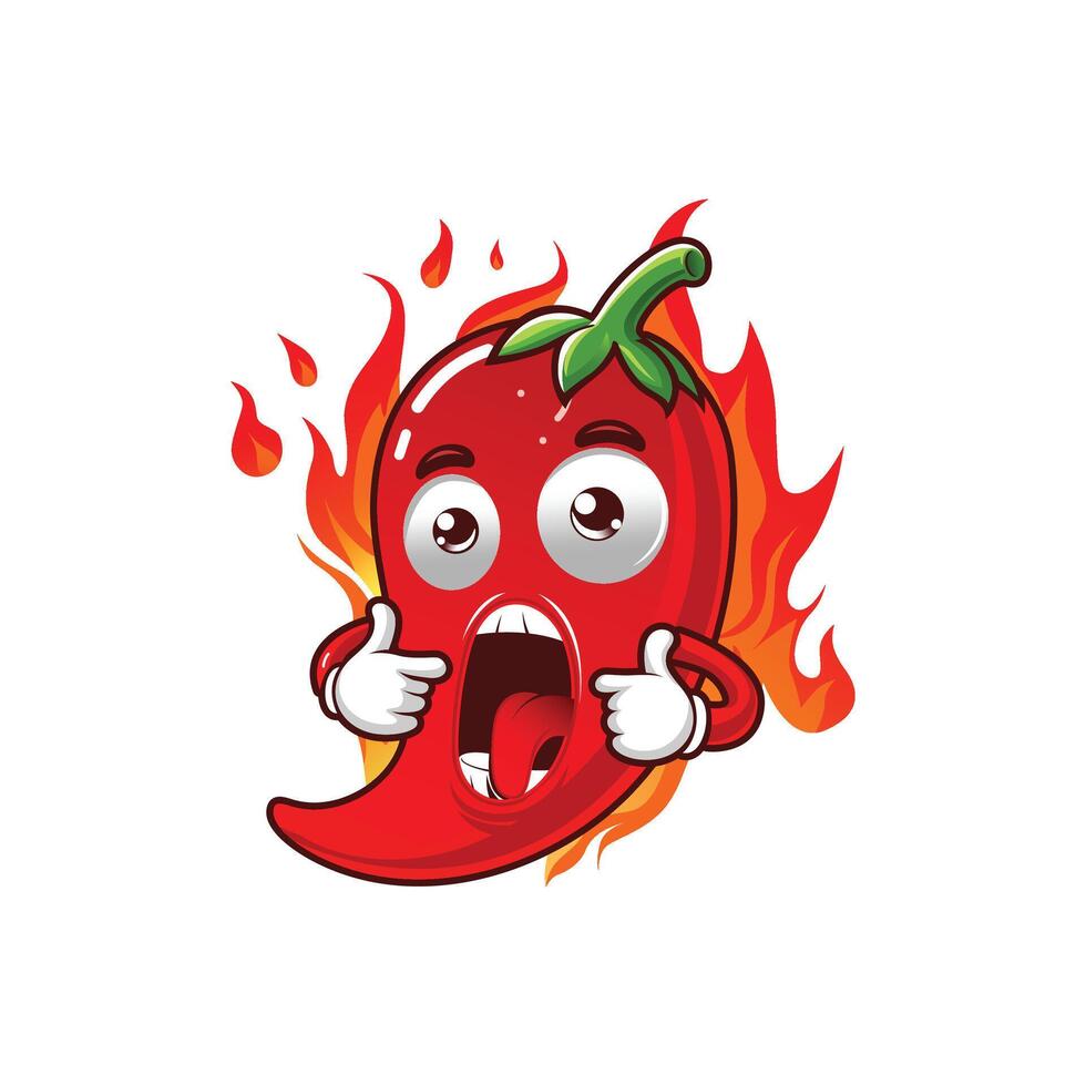 Burning Shock Chili Cartoon Hot and Extreme Extraction vector
