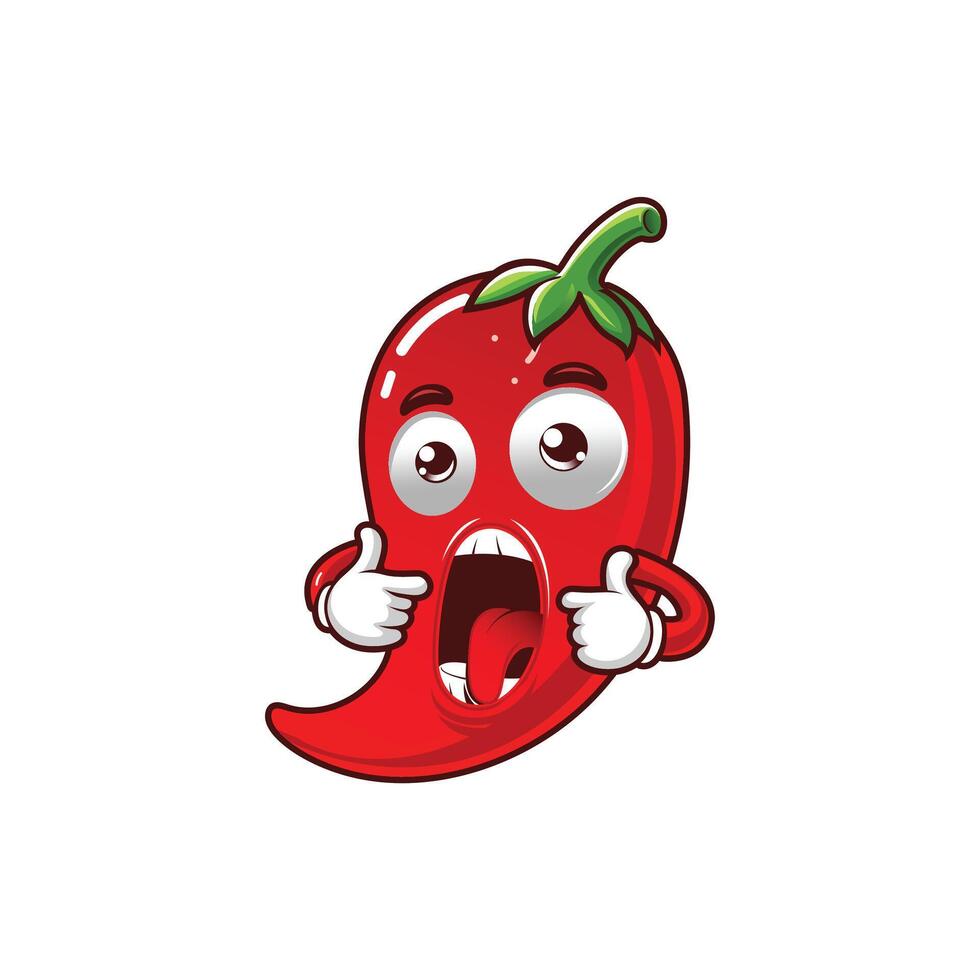 Cartoon Shocked Chili Spicy and Entertaining Expression vector