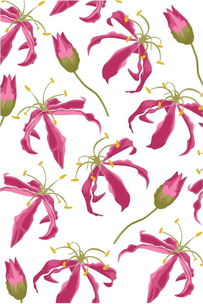 Beautiful Pink flower with buds issolated on white vector