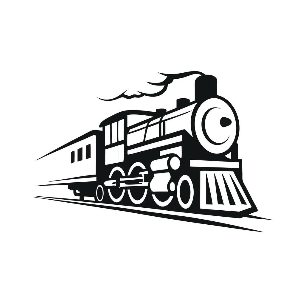 Retro Steam Train Design Elegant Black-and-White Illustration for Transportation Projects vector
