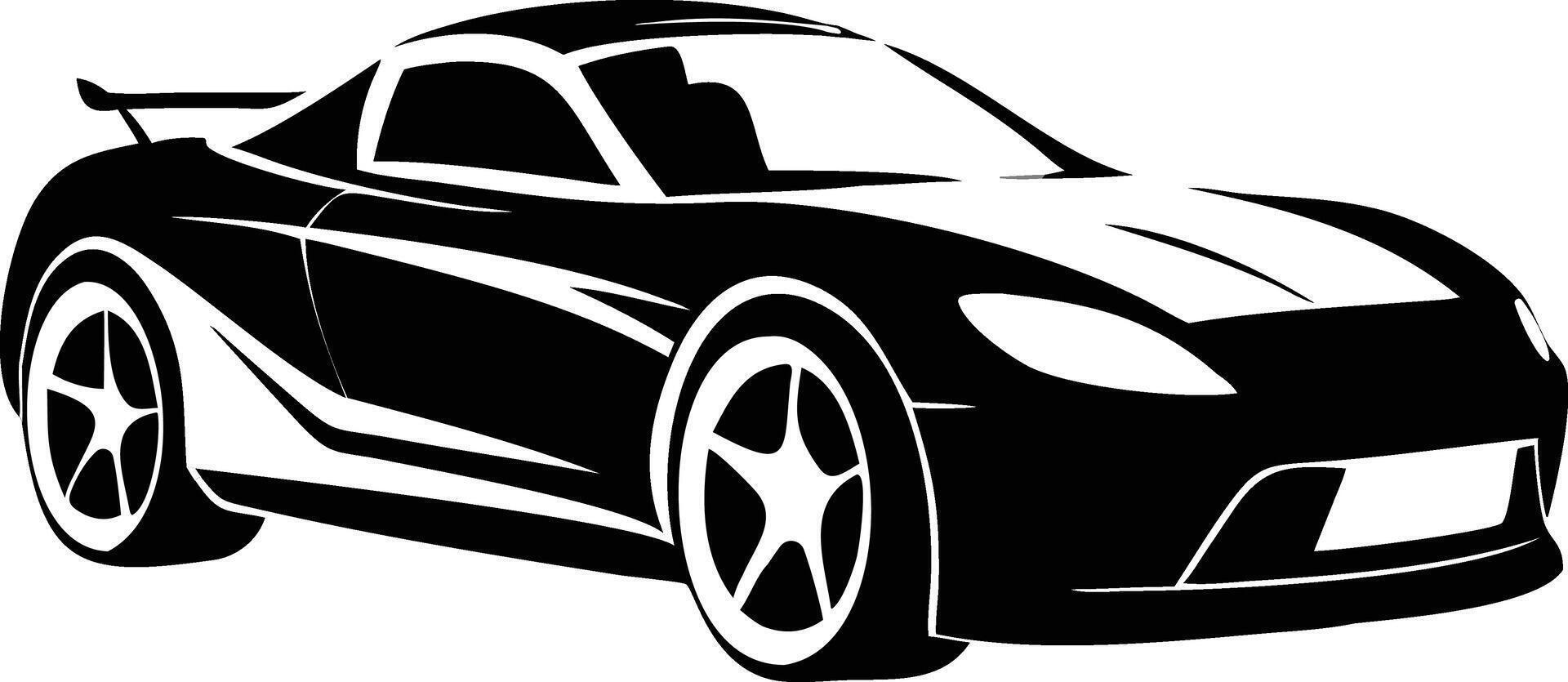 Modern Sports Car Silhouette Black-and-White Minimalist Design for Auto Graphics vector
