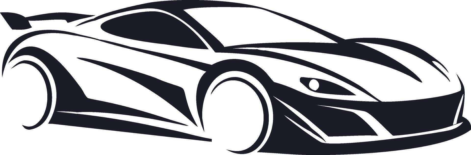 Black and White Sports Car Drawing Sleek Modern Vehicle Line Art Design vector