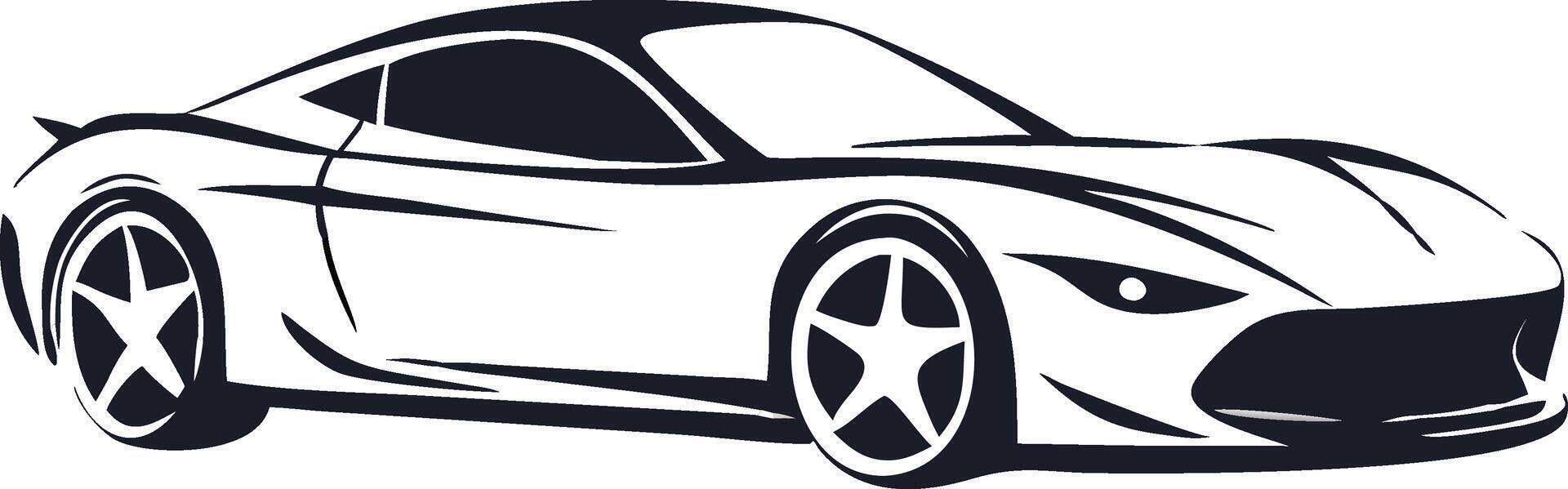 Sleek Vehicle Design Minimalist Black-and-White Sports Car Silhouette for Logos vector