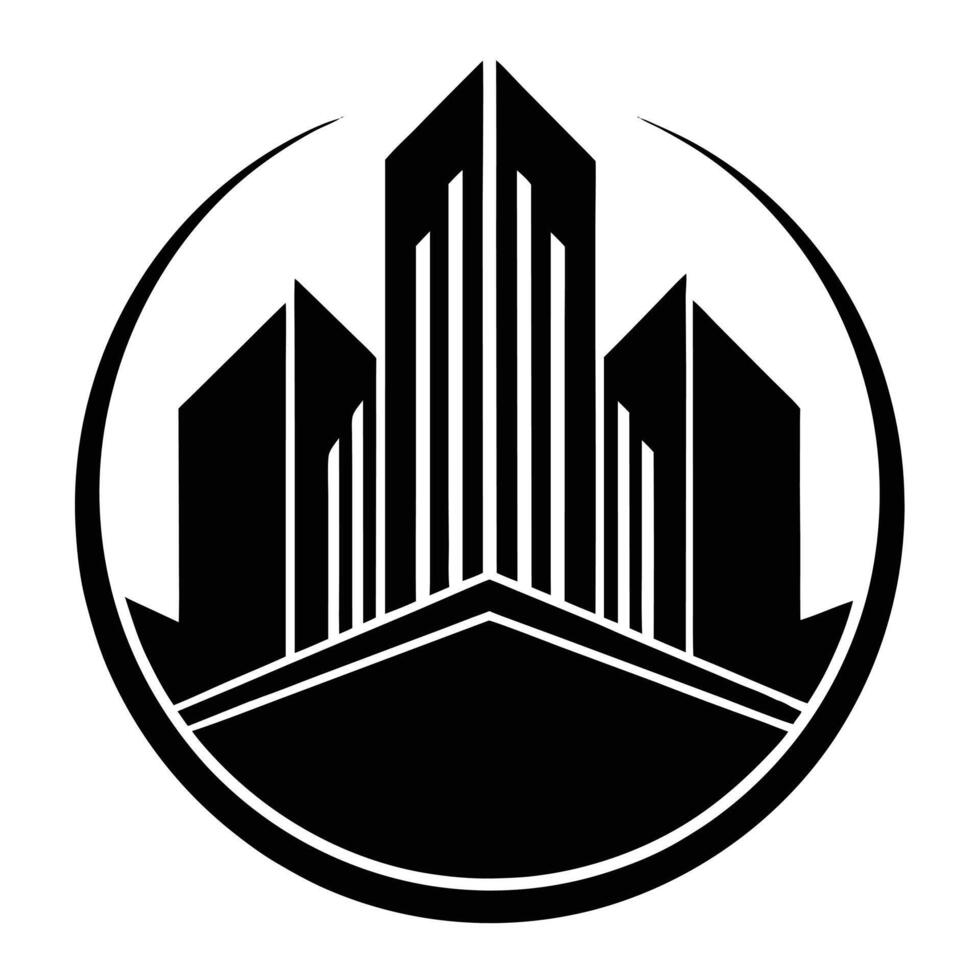 Elegant Gold Cityscape Art Deco Silhouette of Urban Houses and Skyline vector