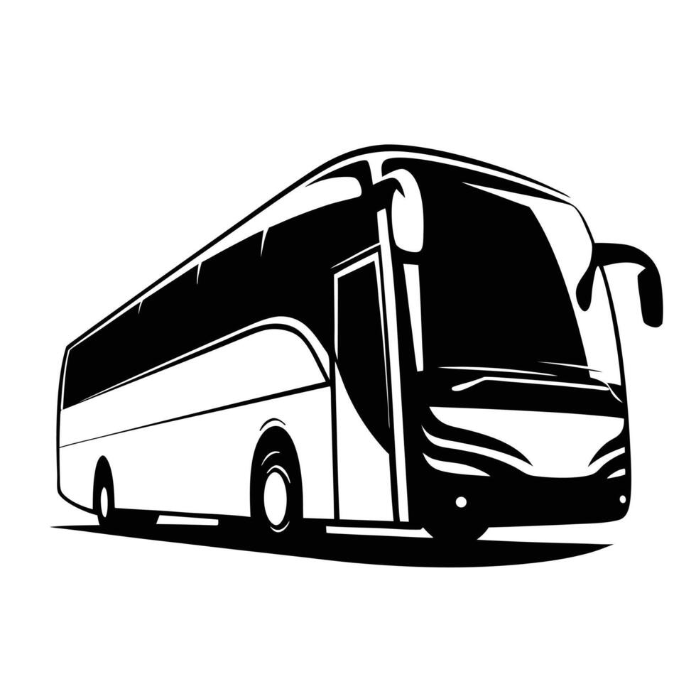 Stylized Black-and-White Bus Illustration Minimalist Design for Transportation Art vector