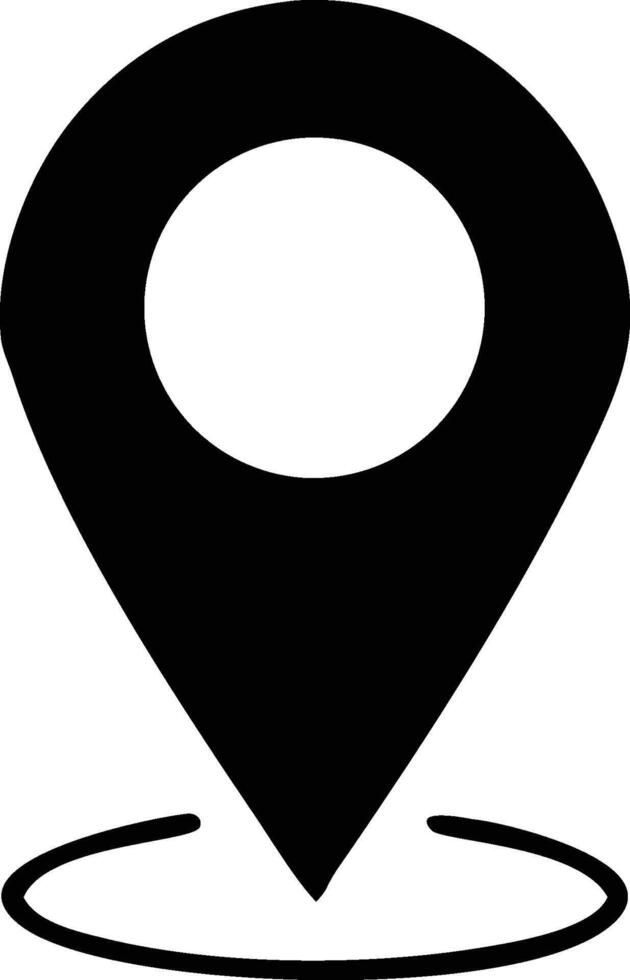 Minimalist Black and White Location Pin Icon Simple Map Marker Symbol vector