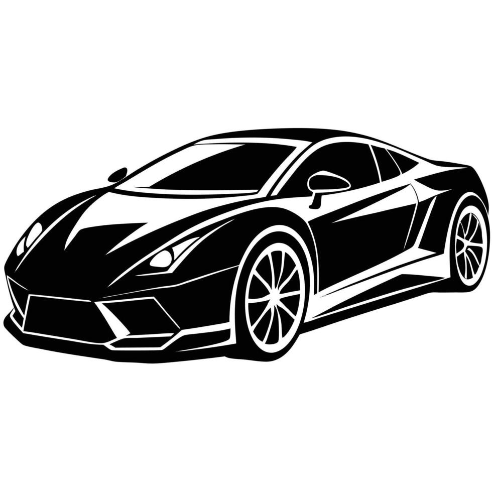 Minimalist Sleek Car Elegant Black-and-White Sports Vehicle Design for Creative Projects vector