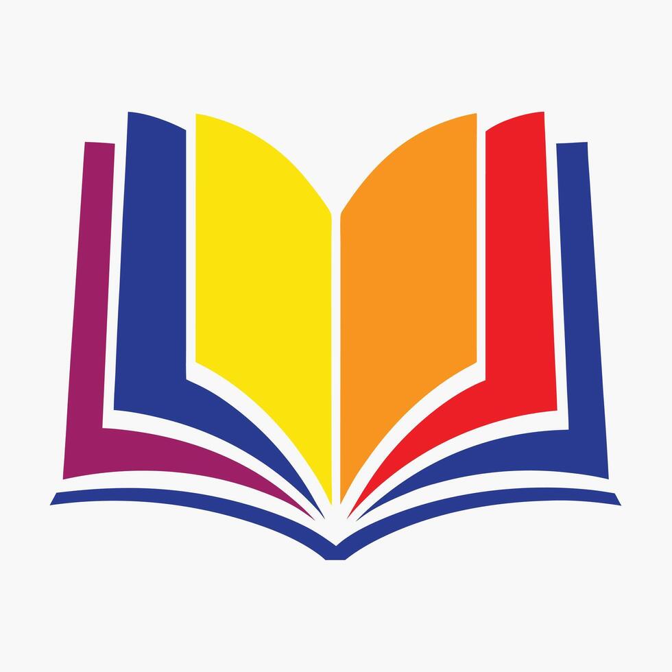 Stylized Open Book Icon Vibrant Colorful Pages for Education and Literature Design vector