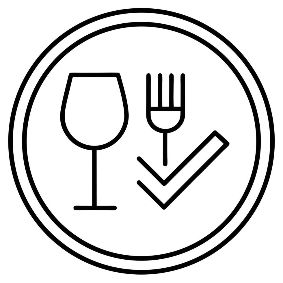 Simple Line Drawing of Wine Glass in Circular Icon Minimalist Black and White vector
