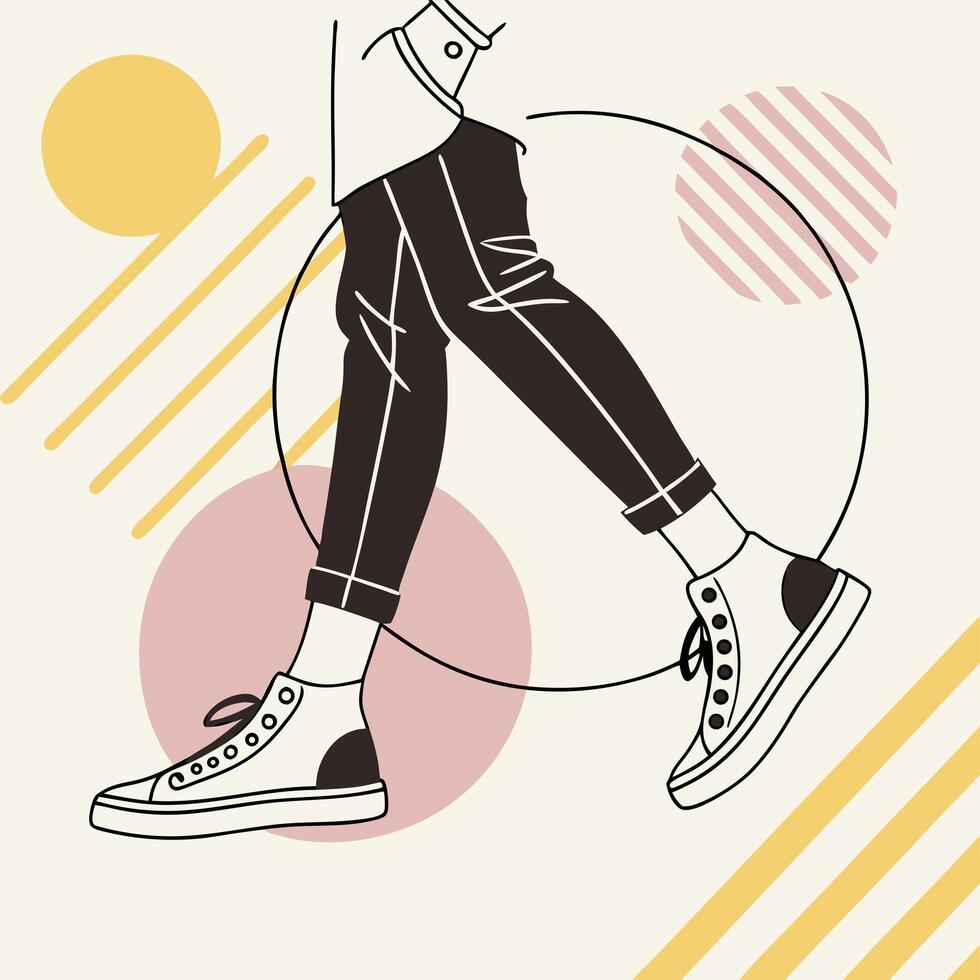 a drawing of a person in sneakers vector