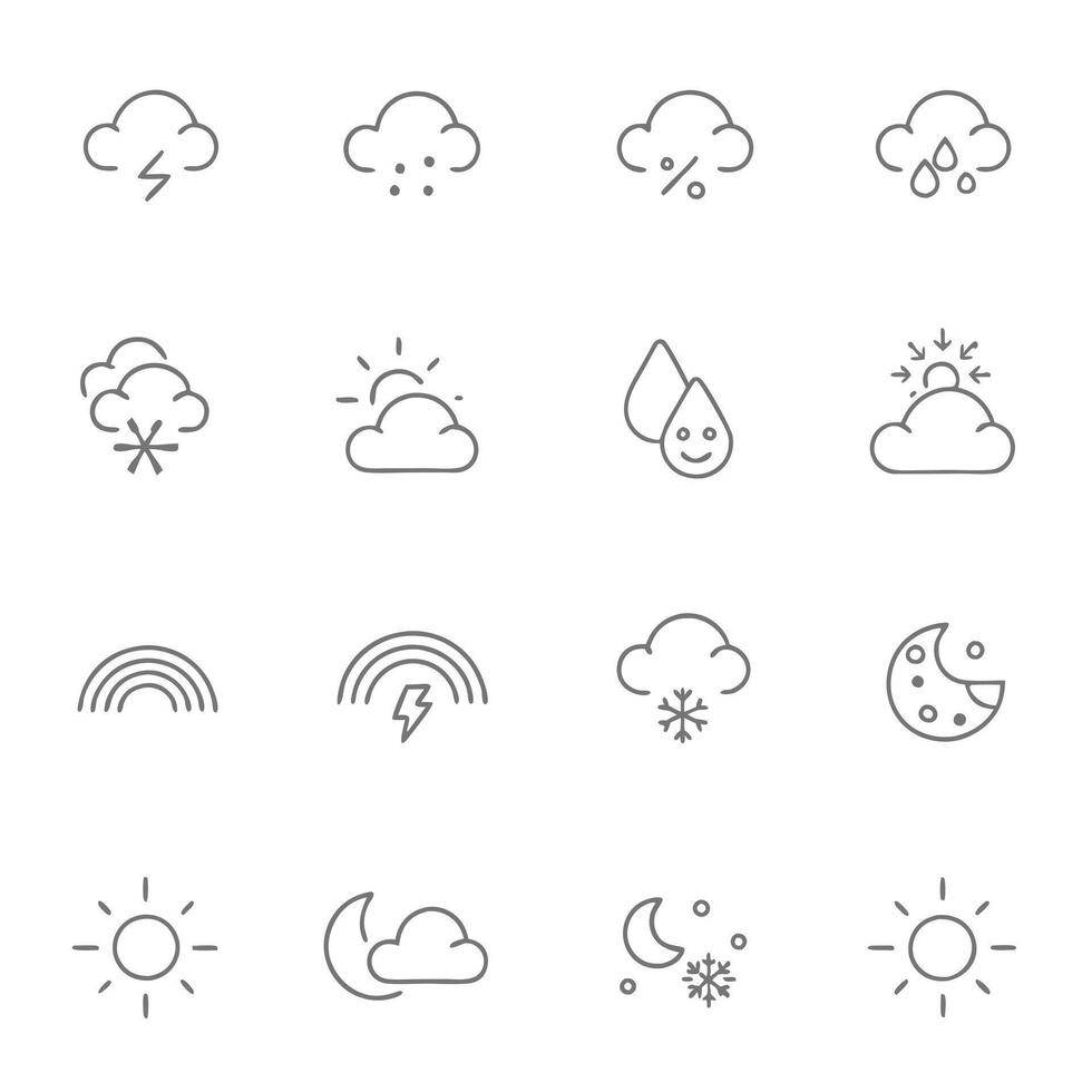 Weather icons set line art design. vector