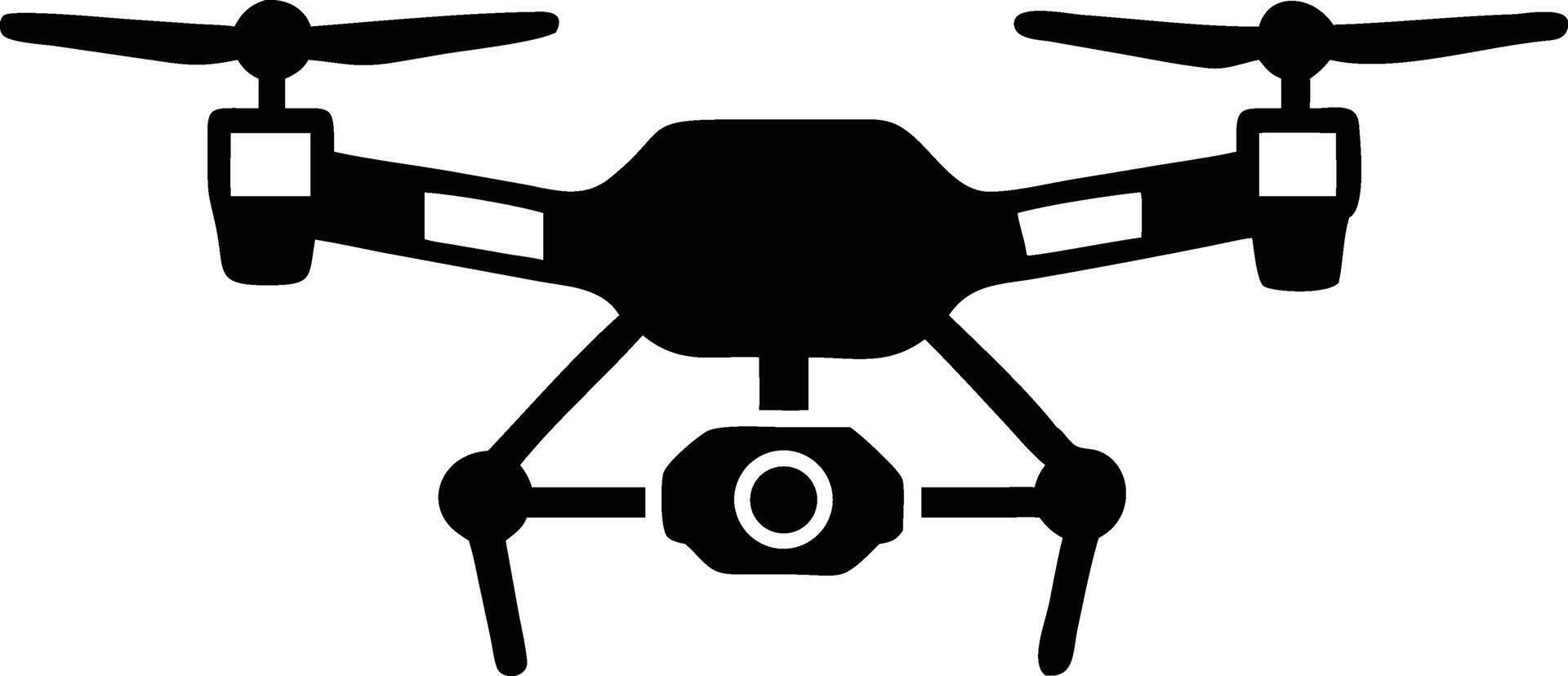 Black Drone Silhouette Remote Controlled Flying Vehicle Icon Illustration vector