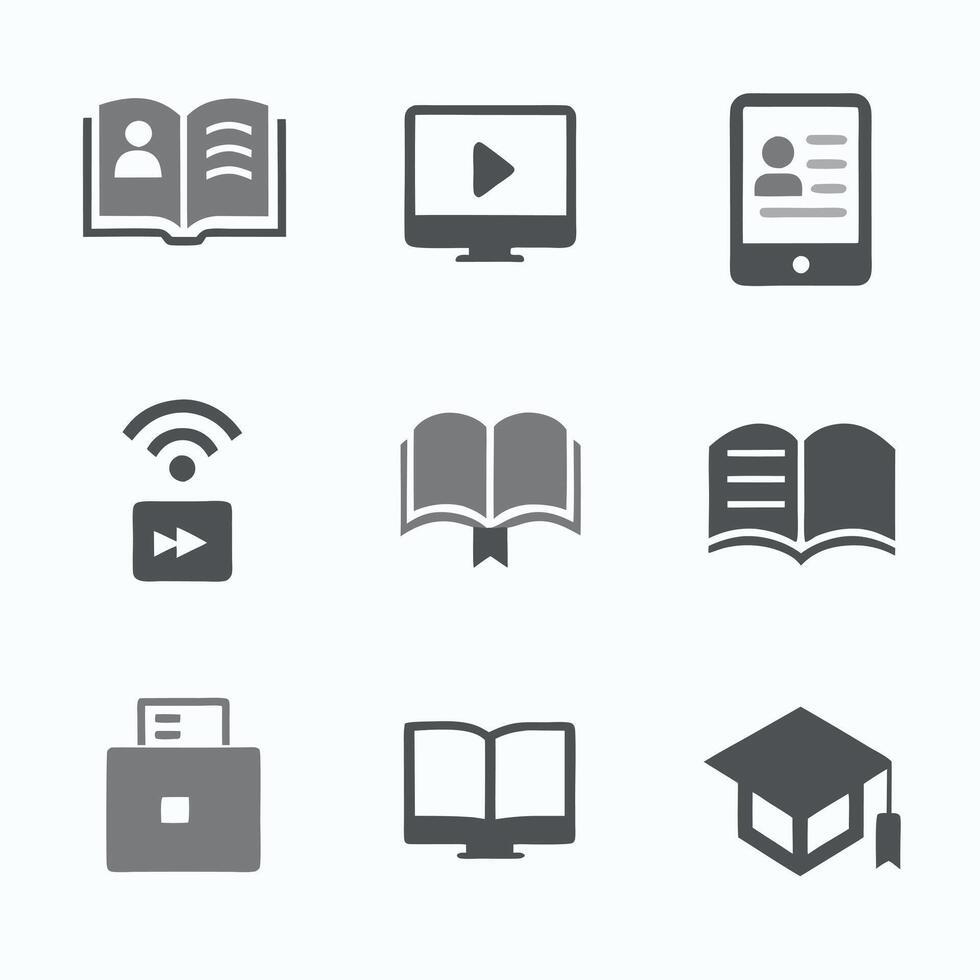 Learning symbol collection graphic. Education and technology icons. vector