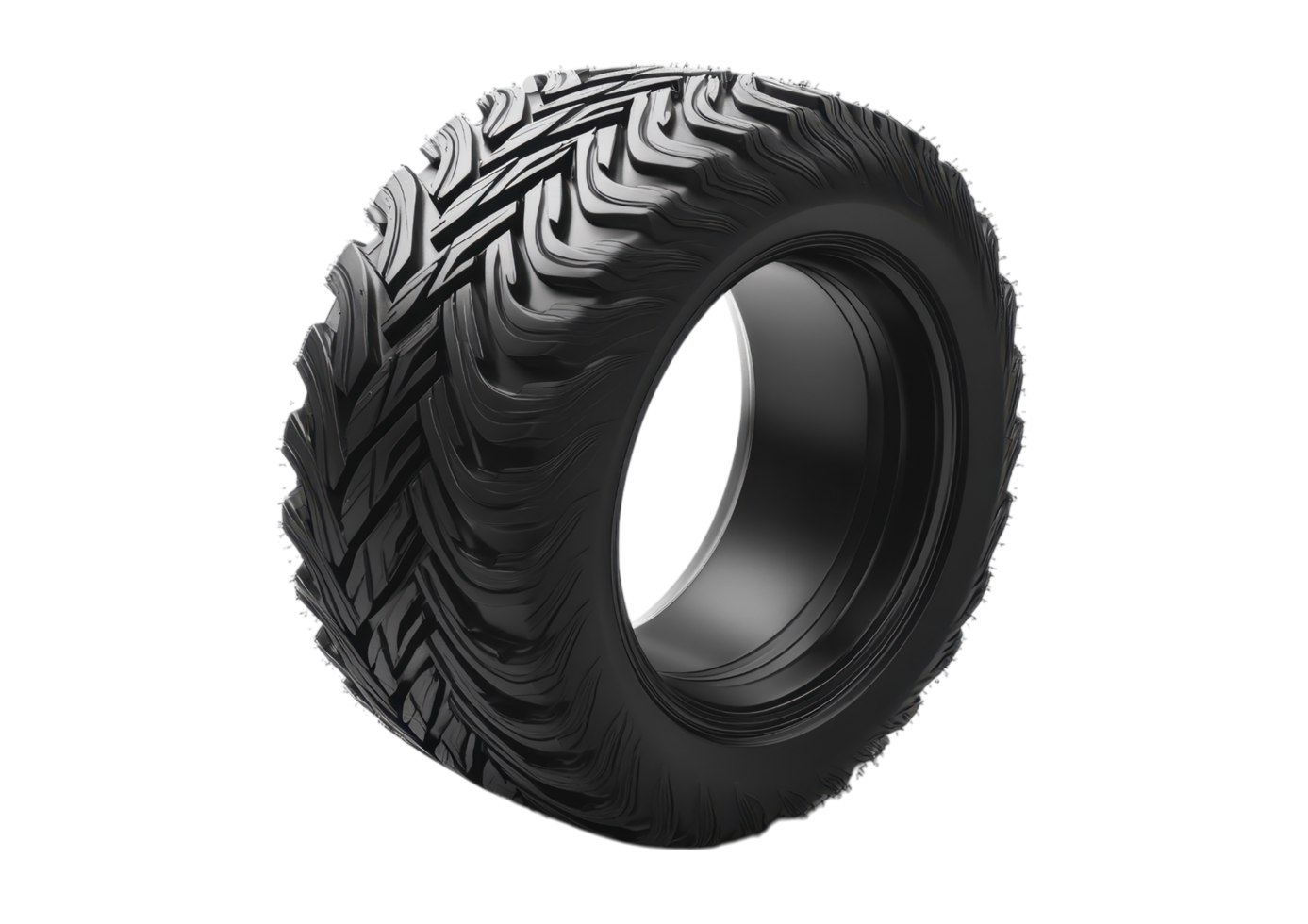 Heavy-Duty Off-Road Tire with a Deep Tread Pattern. Isolated on a Transparent Background png
