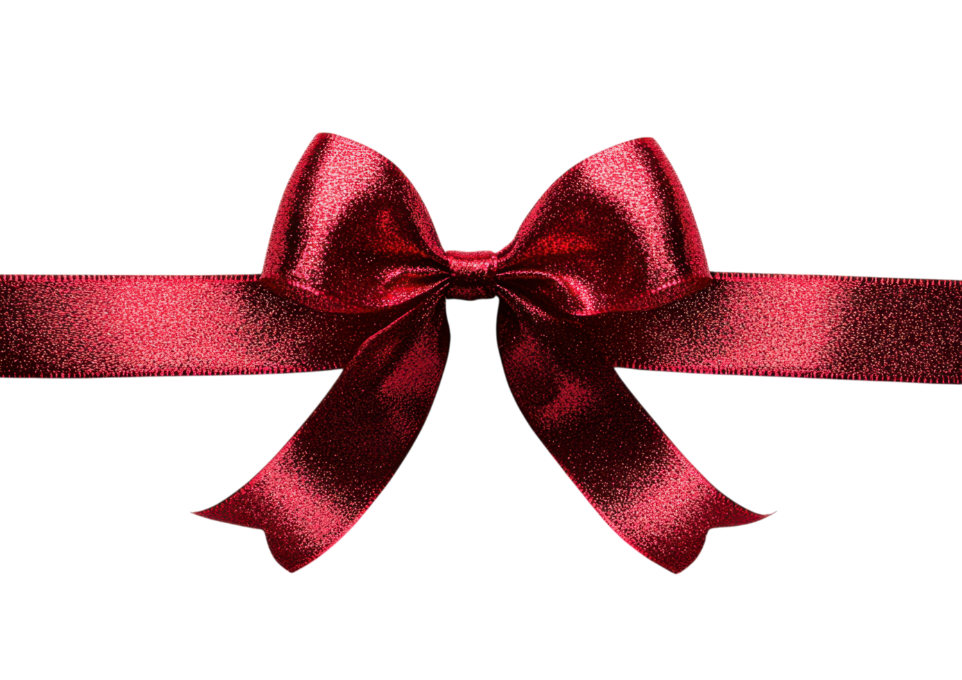 Red Ribbon Bow with a Smooth and Glossy Finish. Isolated on a Transparent Background png
