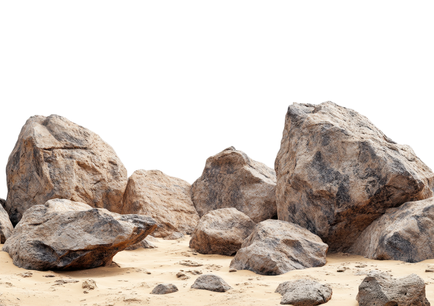 Large Boulder with Smooth and Rough Textures. Isolated on a Transparent Background png
