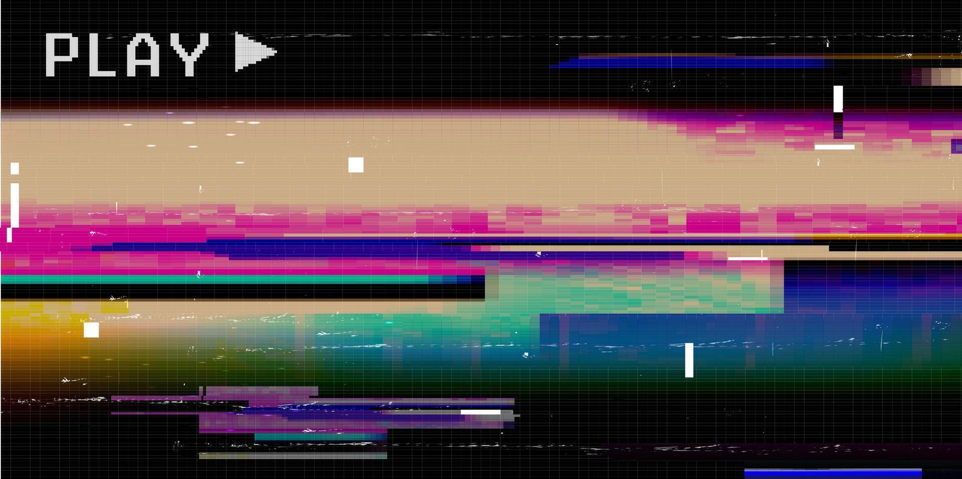 Glitchy VHS Playback Aesthetic Digital Art vector