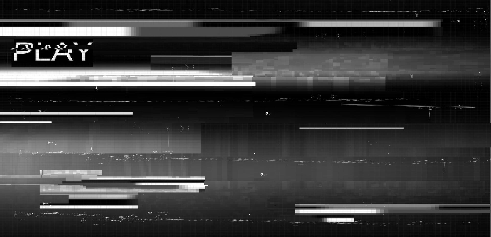 Glitch play retro static. Black - White pixel noise background vector