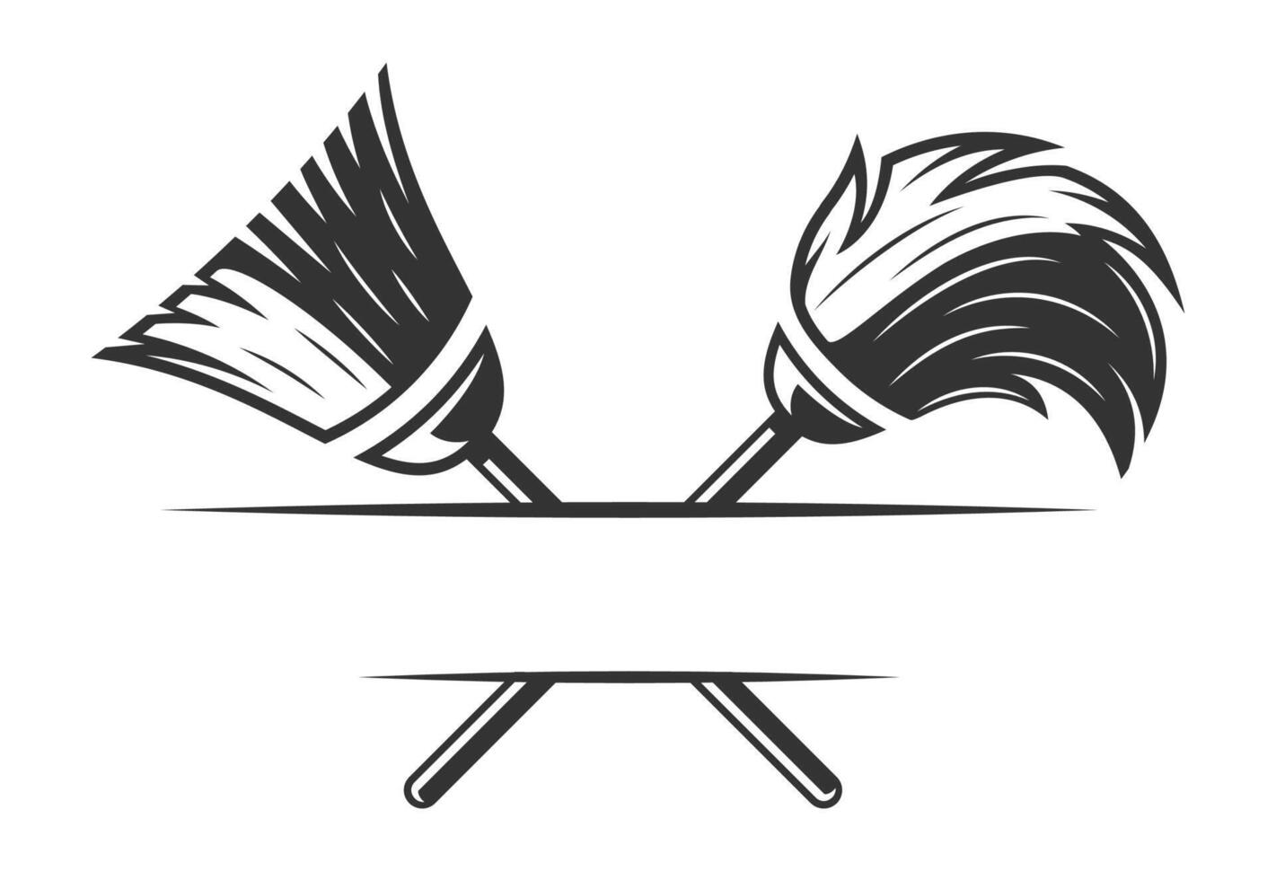 Mop and broom silhouette icon template vector