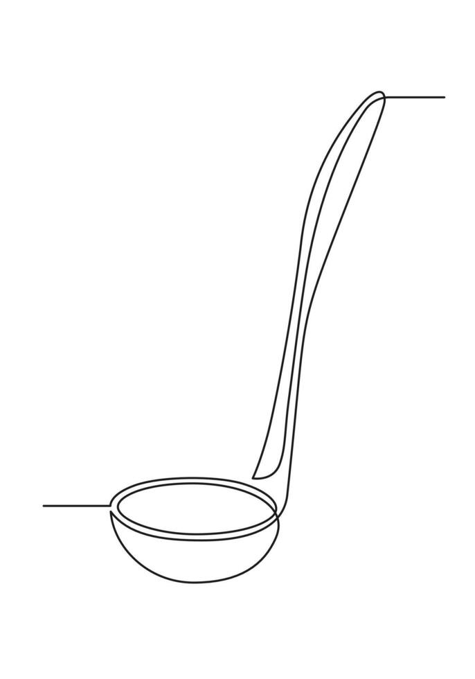 Continuous one line drawing of a kitchen ladle vector