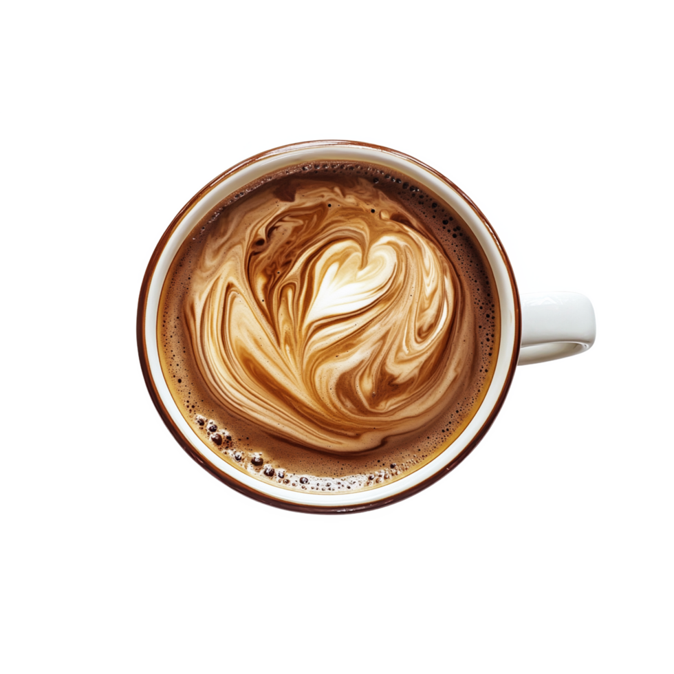 Beautiful Latte Art in Freshly Brewed Espresso Aesthetic Coffee Presentation png