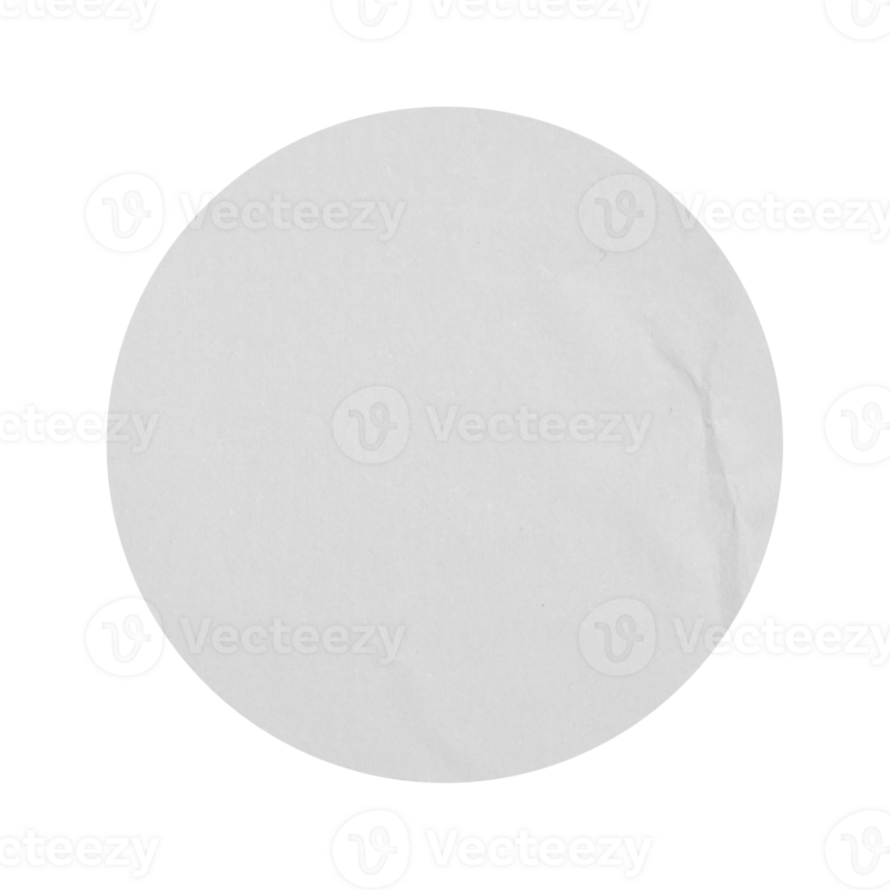 Blank Copy empty round crumpled paper emblem mockup promotion sticker label cutout White on a transparent background isolated space. png