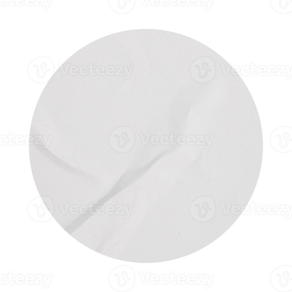 Blank White Copy round crumpled paper emblem mockup promotion sticker label cutout isolated on a transparent background space empty preview tag, label png