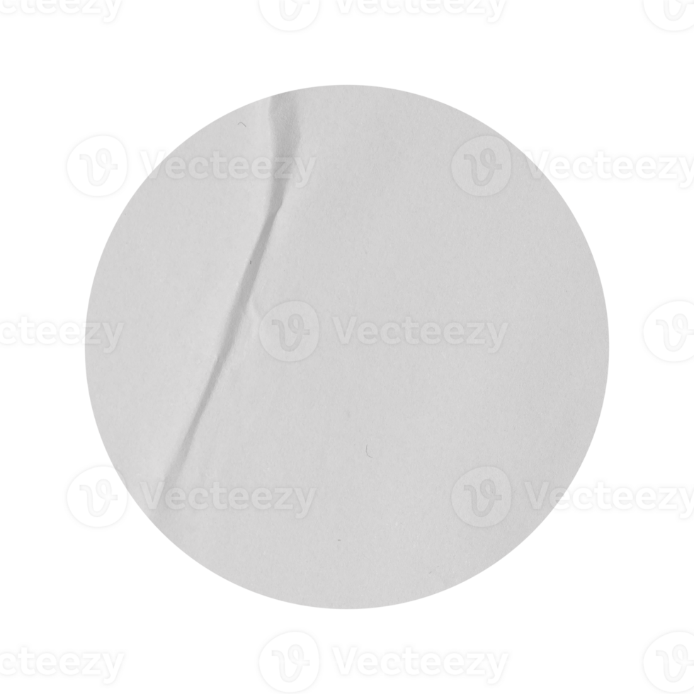 Blank White empty round crumpled paper emblem mockup space. sticker label cutout isolated on a transparent background promotion Copy png