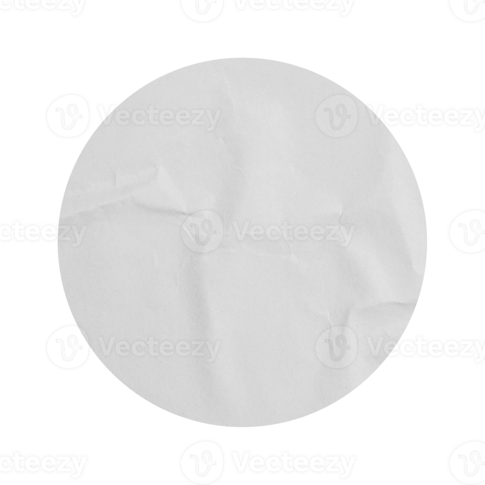 White round crumpled paper promotion sticker label cutout isolated on a transparent background png