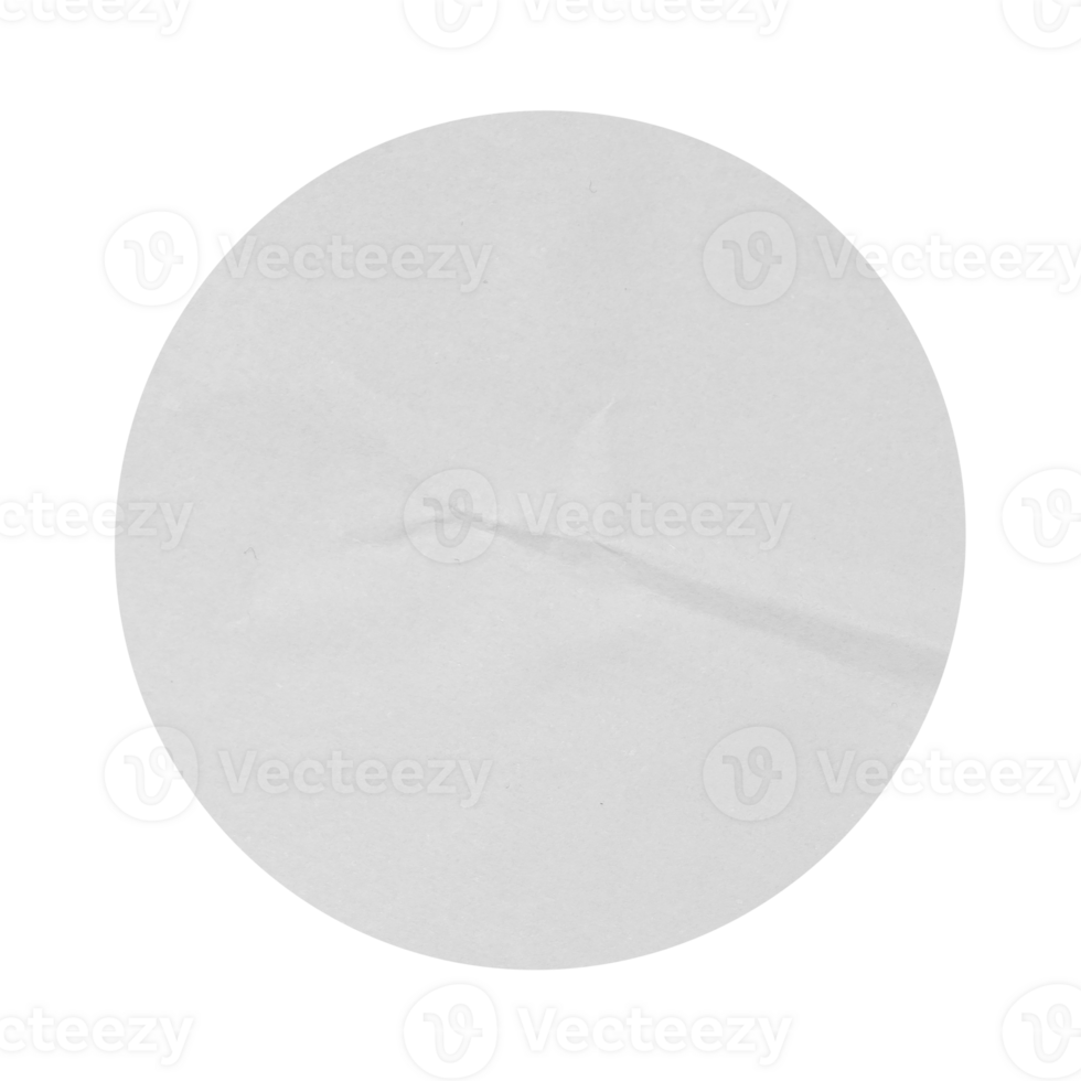 Blank White round crumpled paper sticker mockup promotion emblem label cutout isolated on a transparent background Copy space. png