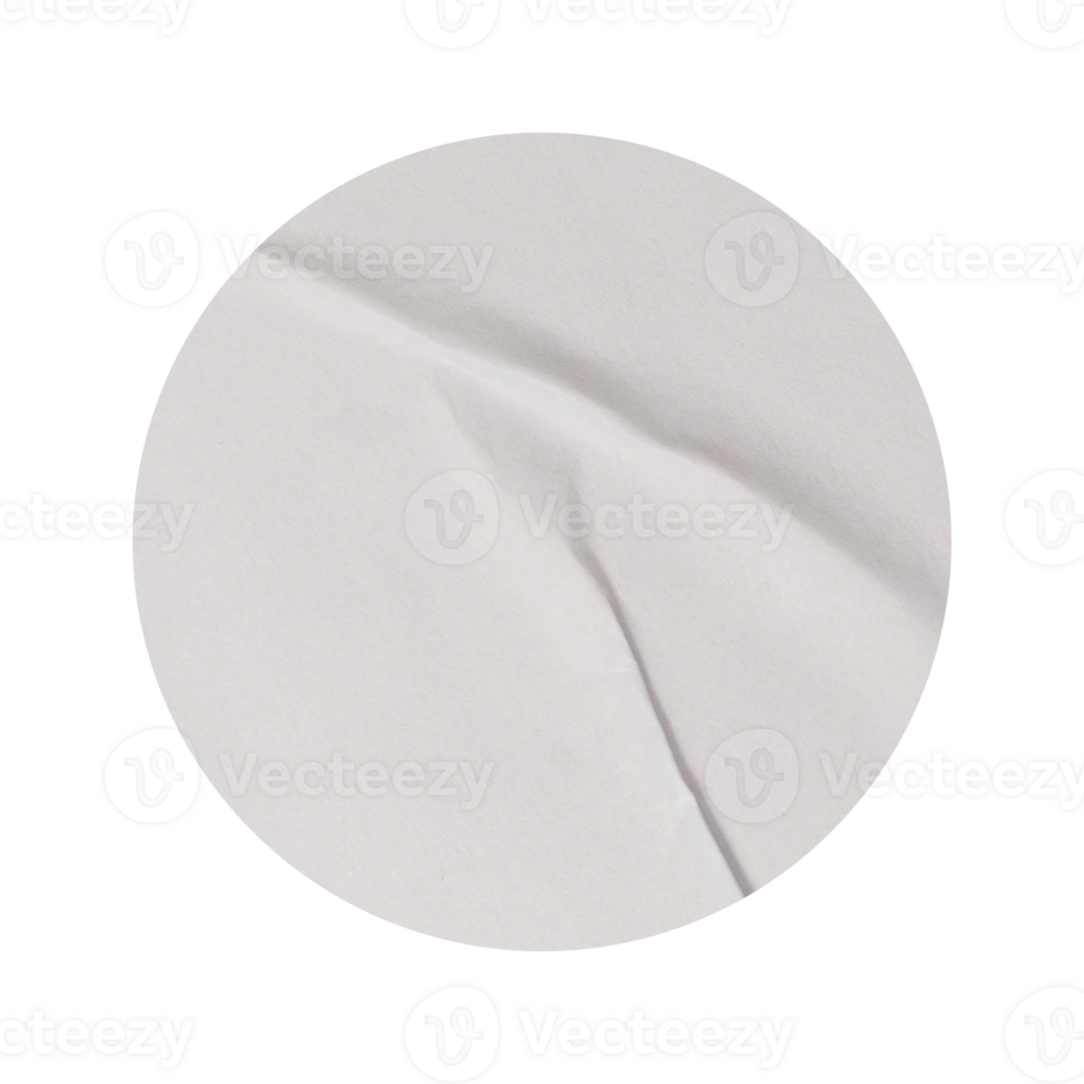 Blank White empty round crumpled paper emblem mockup promotion on sticker cutout isolated label a transparent background Copy space preview tag, label png