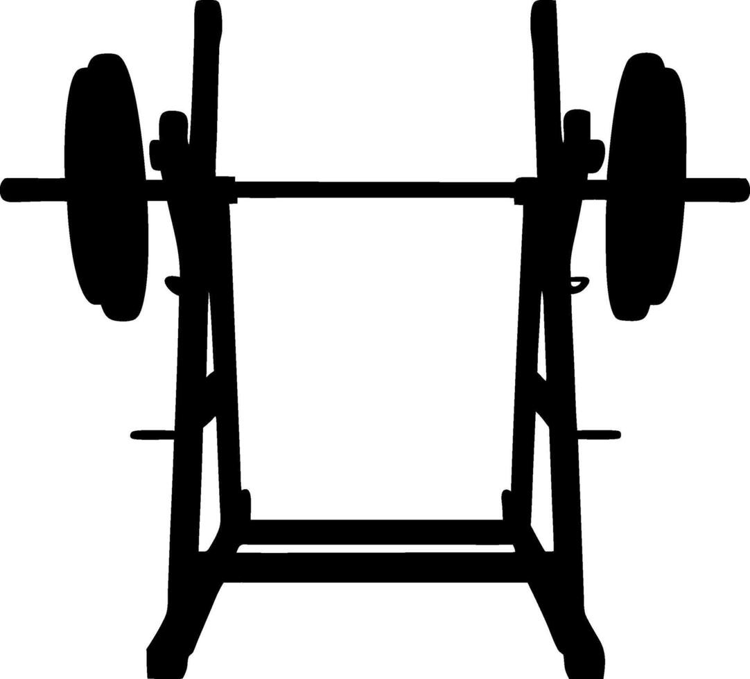 Barbell And Weight Rack Silhouette For Fitness And Strength Training Exercises In Gym Or Home Workout Space vector