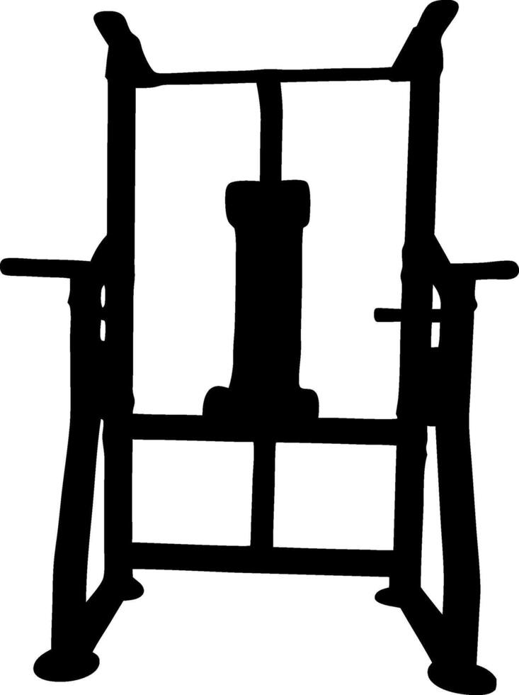Silhouette Illustration Of Gym Lat Pulldown Machine For Exercise And Strength Training Equipment Concept Black And White Fitness vector