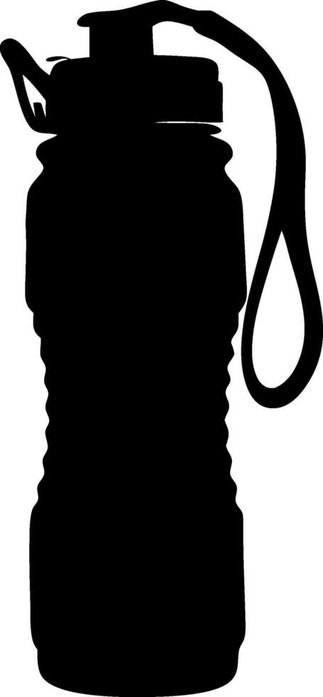 Black Silhouette Of A Reusable Water Bottle With A Handle For Fitness And Healthy Hydration Promoting Wellness And Eco Friendly Living vector
