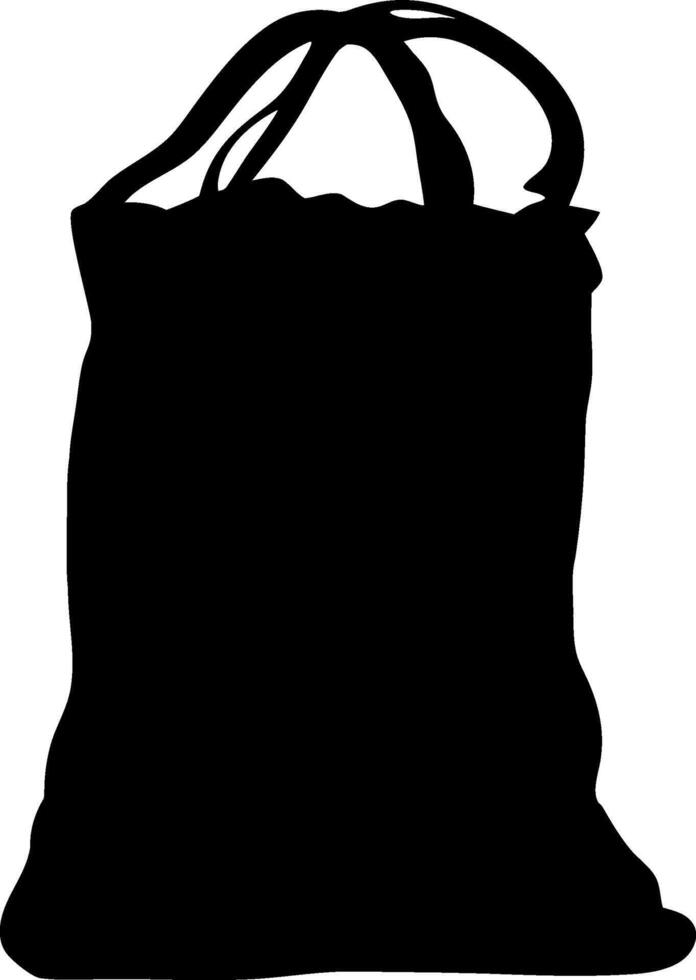 Black Silhouette Illustration Of A Reusable Cotton Shopping Tote Bag Isolated On White Environmentally Friendly And Sustainable Packaging vector