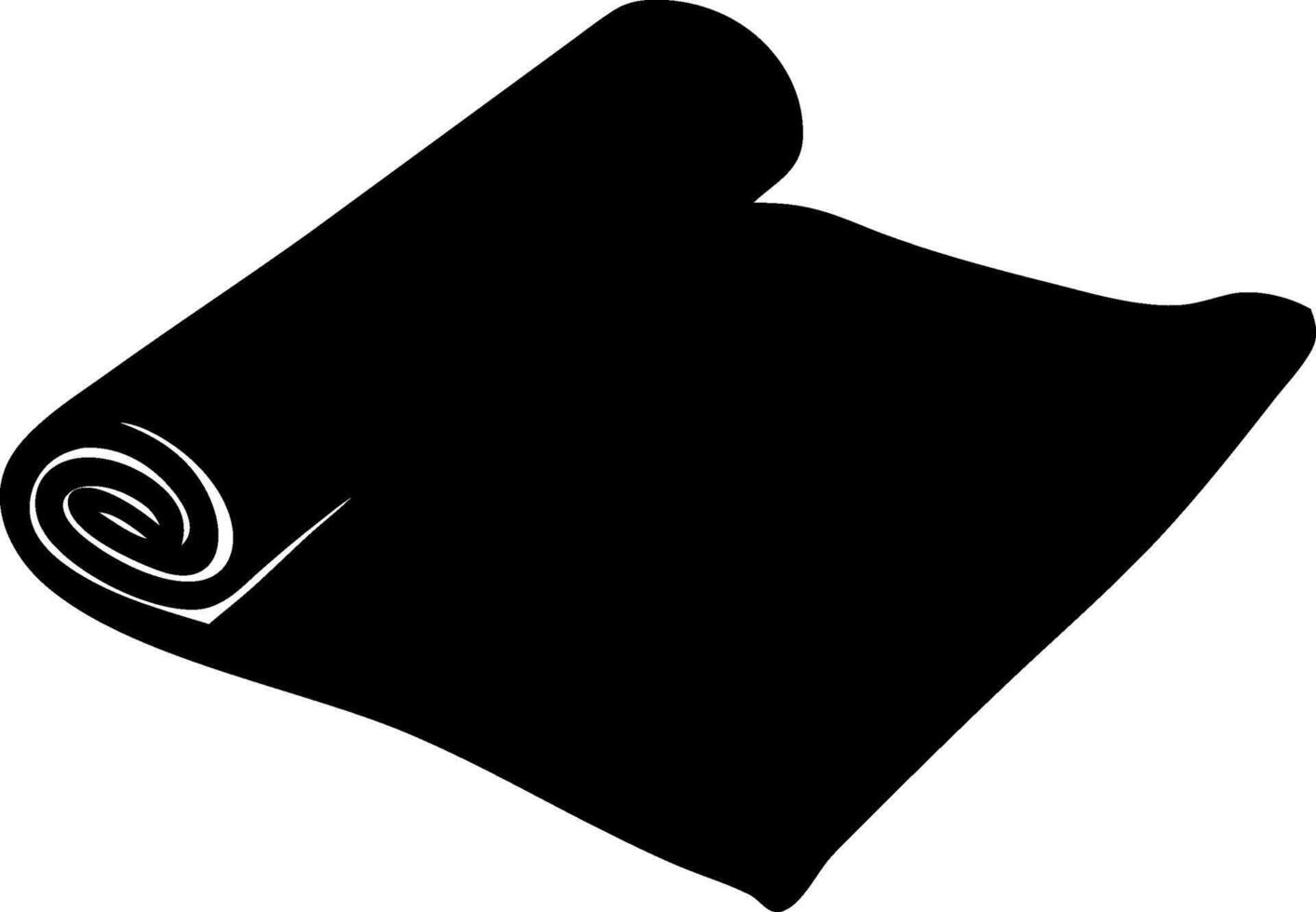 Black Silhouette Of An Unrolled Scroll Or Paper With Curled Edges And Blank Space For Text And Design Elements vector