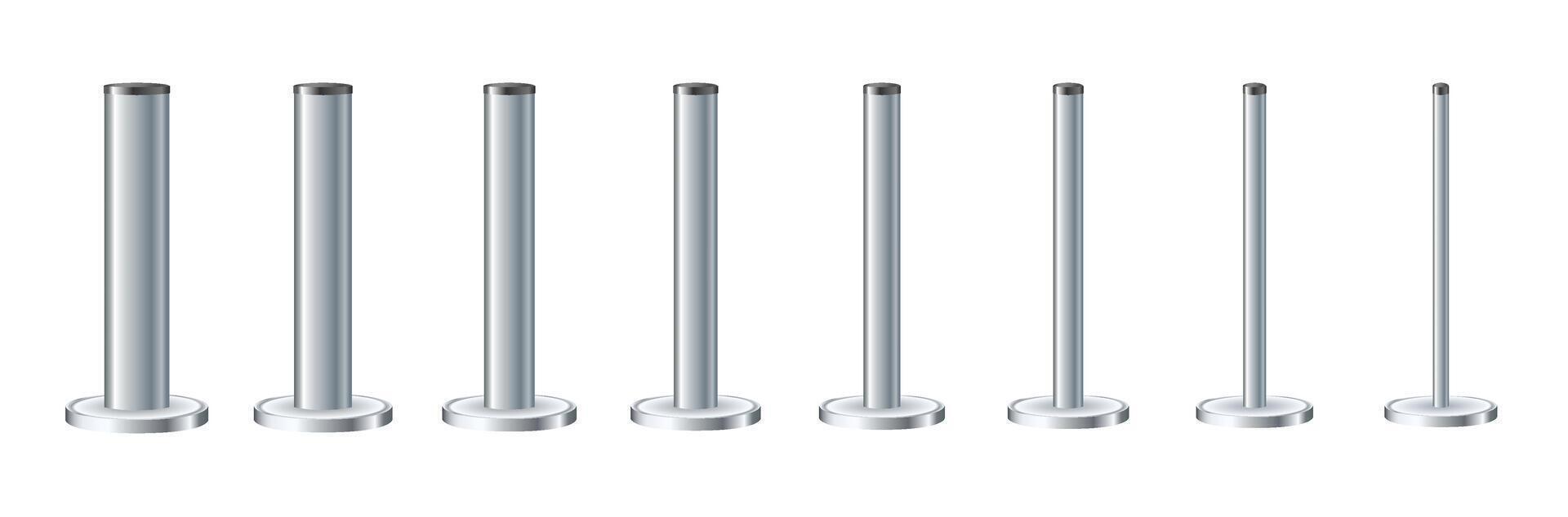 Metal poles with different diameters. metal columns. Steel pipes. Template design for urban advertising banners. vector
