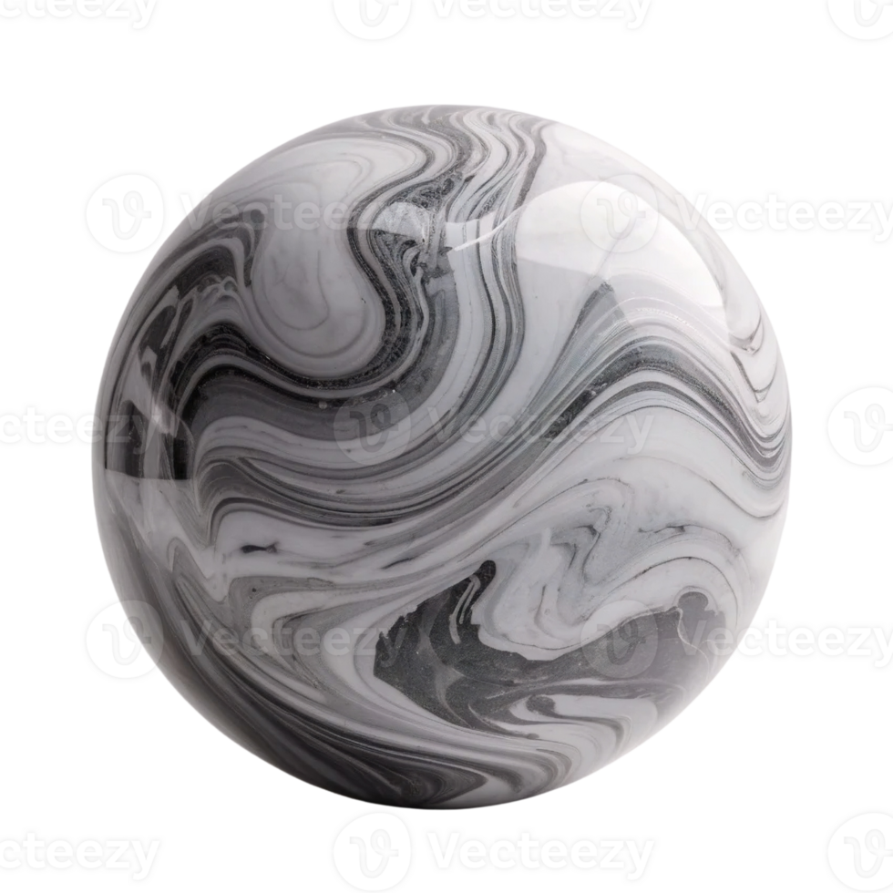 A marble ball with black and white swirls png