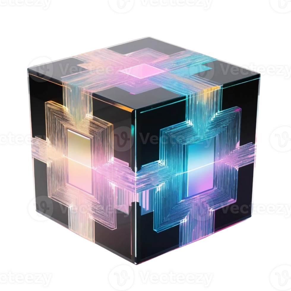 A cube with colorful designs on it png