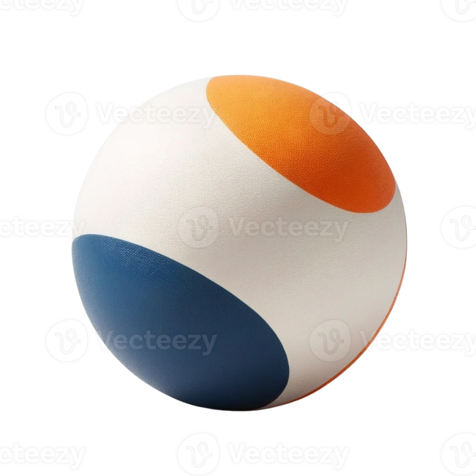A beach ball with an orange, blue and white design png