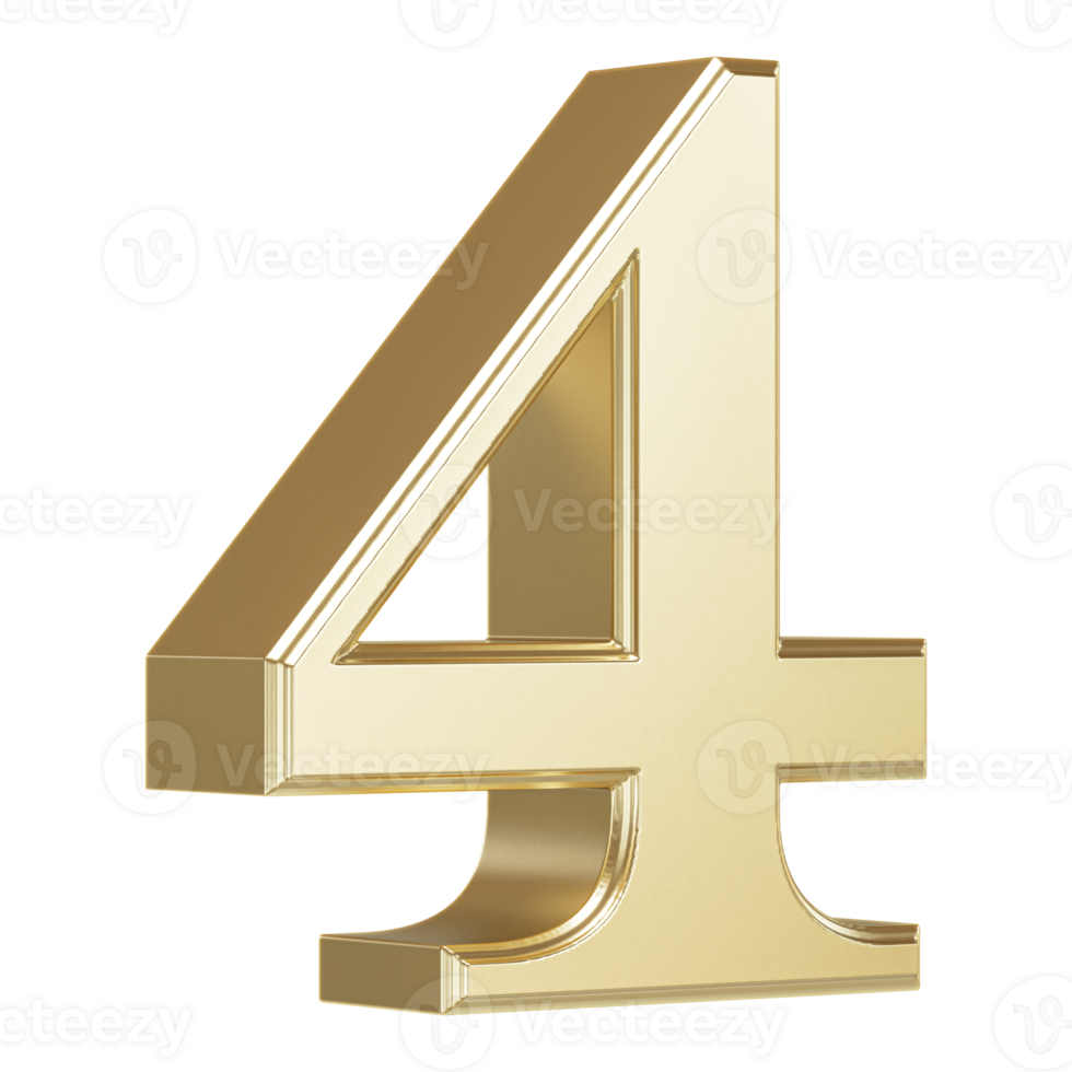 Golden Number 4 - 3D Render png