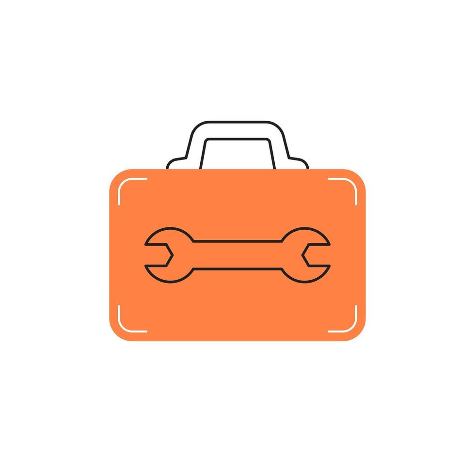 Tool box icon with wrench, vector